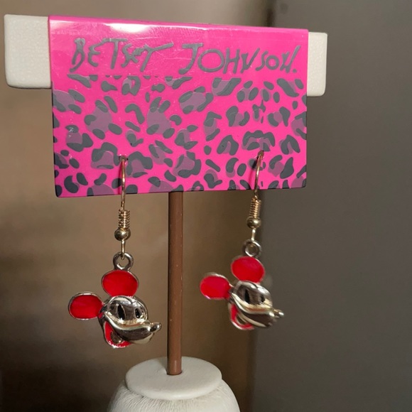 Betsey Johnson Mickey Dangle Earrings New - Picture 2 of 6